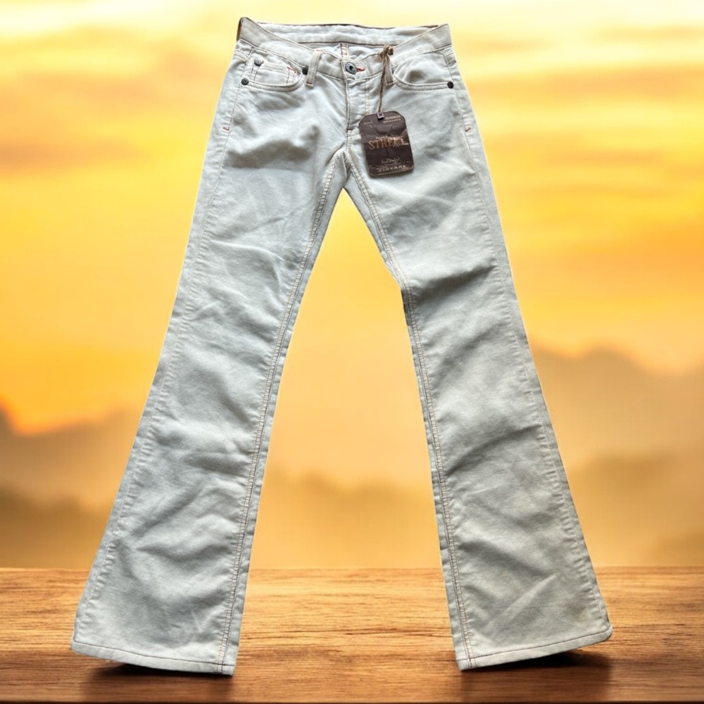 Street Denim Vintage Bootcut Corduroy Jeans White USA Made Sz 1 NWT‎